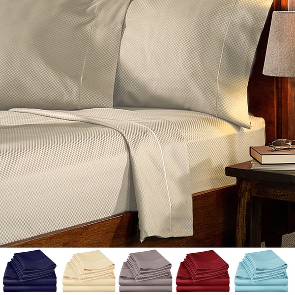 Checker Collection 1800 Series Deep Pocket 4-Piece Sheet Set