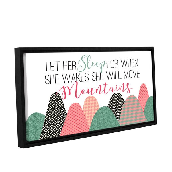 Alli Rogosich's 'Move Mountains Pink Green' Gallery Wrapped Floater-framed Canvas