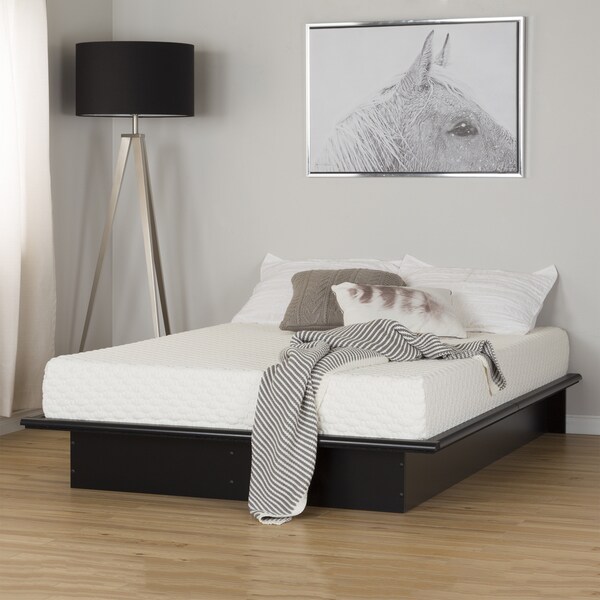South Shore Step One Pure Black Full Platform Bed and Mattress Set (54")