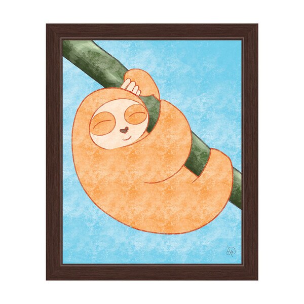'Child's Sloth' Espresso Frame Graphic Wall Art