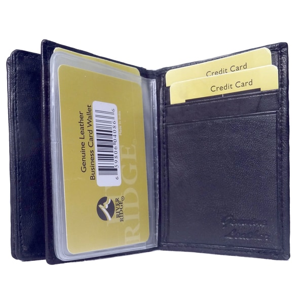 Punita Group Black Lambskin Leather Bi Fold Business Card Wallet