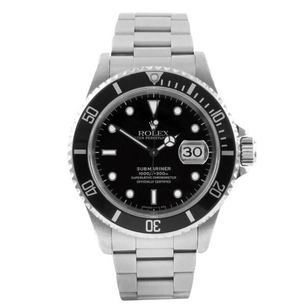 Pre-owned Rolex Men's Submariner Stainless Steel Black and White 