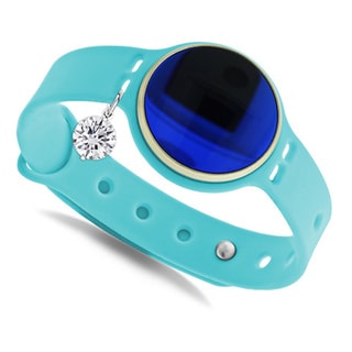 Glamsport Bleu Ice 8-inch Turquoise Band Fitness Tracker with Cubic Zirconia Charm