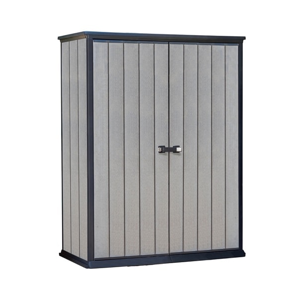 Keter High Store Grey Wood-look Resin Outdoor Garden Storage Shed 