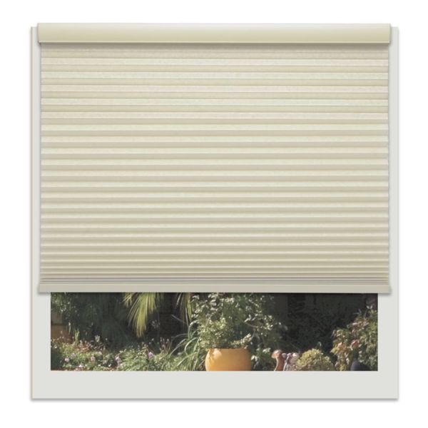 Linen Avenue Custom Cordless Beige Polyester 54- to 55-inch Wide Muslin Light-filtering Cellular Shade