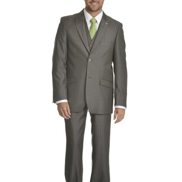 Stacy Adams Men's Tonal-stripe Polyester and Rayon 3-piece Suit Stacy Adams Men's Tonal-stripe Polyester and Rayon 3-piece Suit