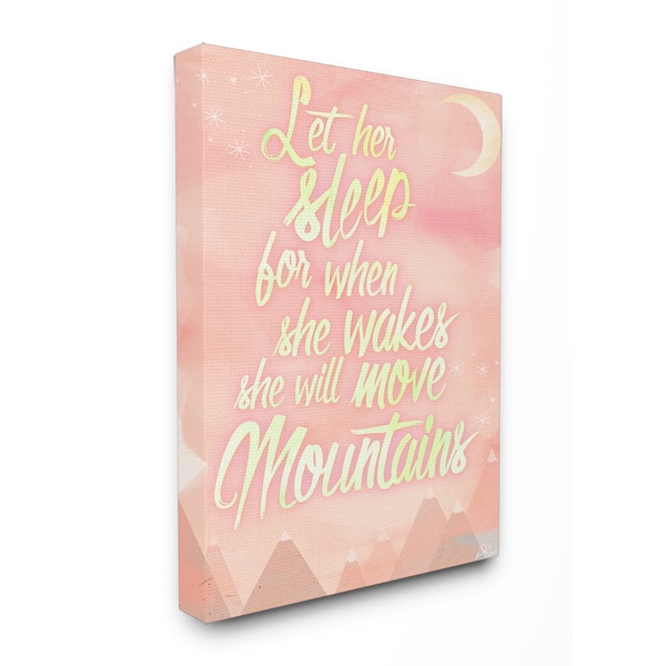 Stupell 'Let Her Sleep' Pink Watercolor Mountains Stretched Canvas Wall Art