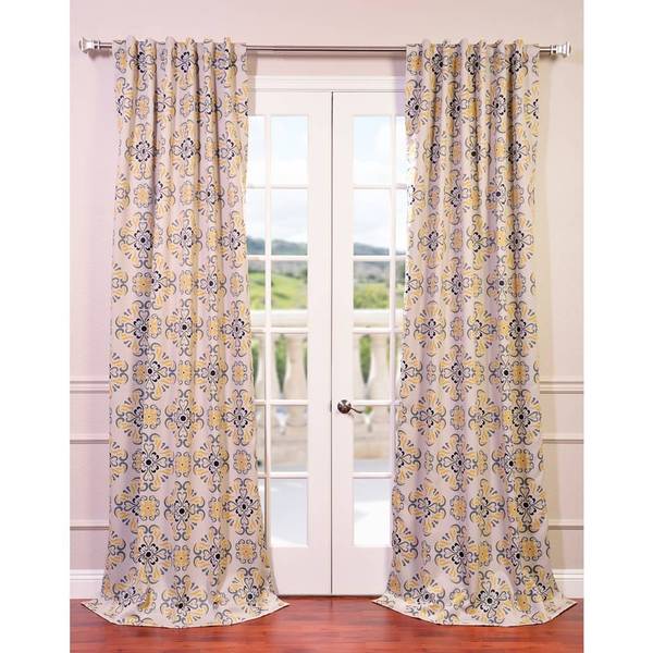 Exclusive Fabrics Soliel Yellow/ Grey Damask Blackout Curtain Panel Pair 84"L (As Is Item)