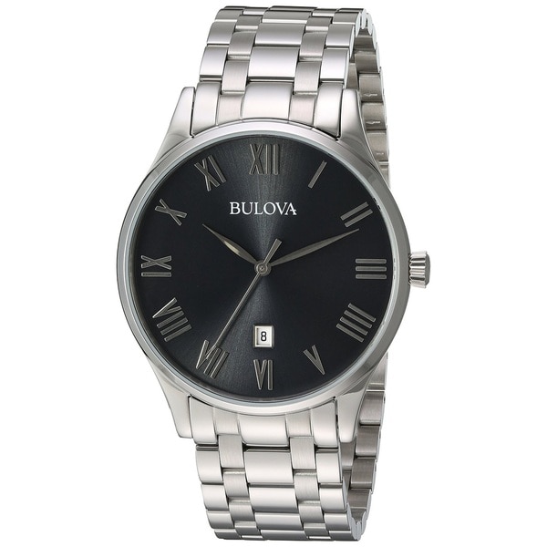 Bulova Men's 96B261 Stainless Steel Gunmetal Grey Dial Watch With Roman ...