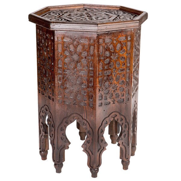 Handcarved Moroccan Wood End Table (Morocco) 19442022