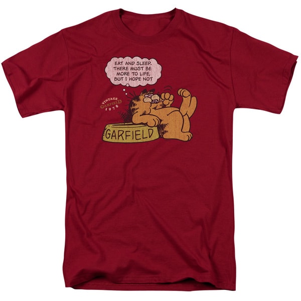 Garfield/Eat and Sleep Short Sleeve Adult T-Shirt 18/1 in Cardinal