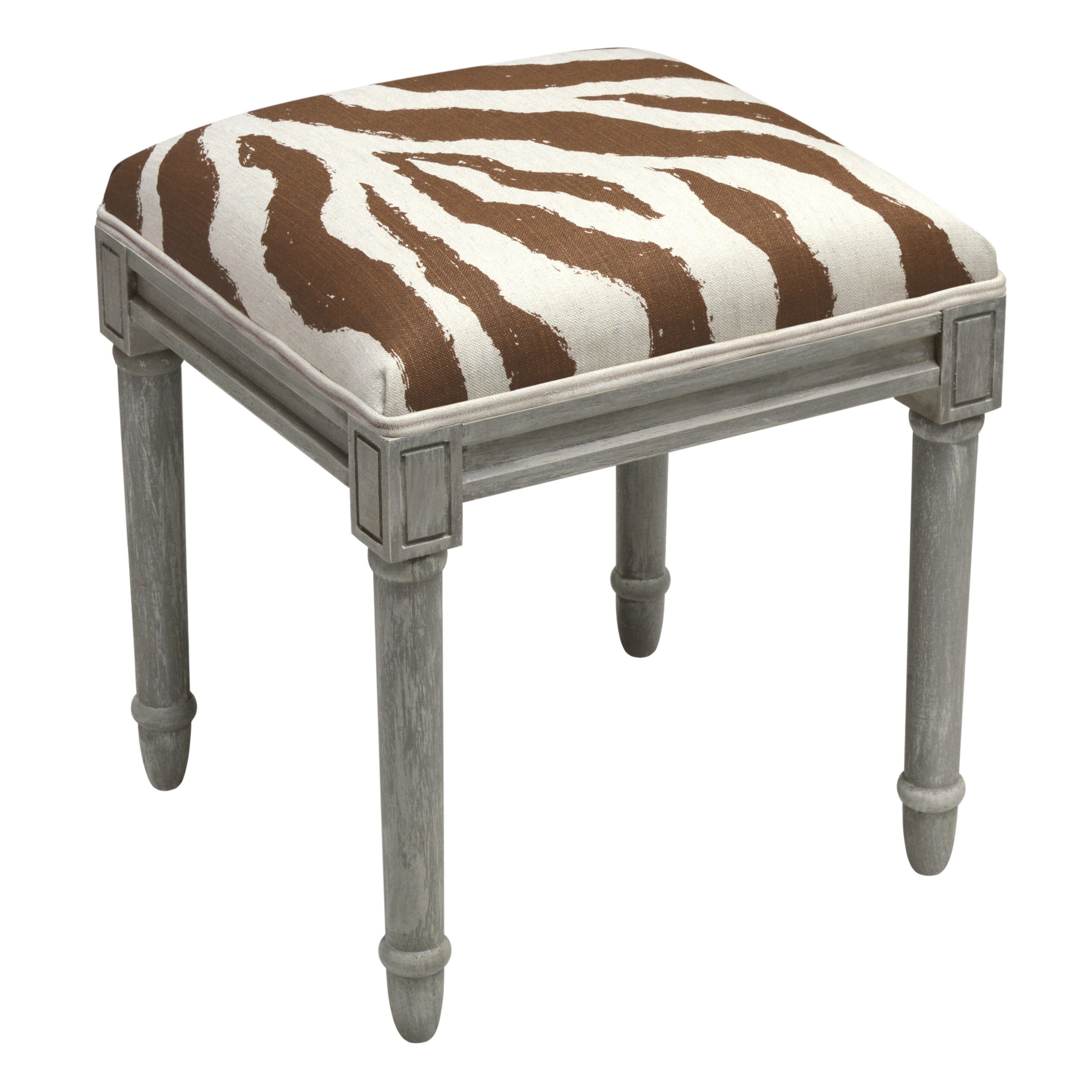 Grey Wood and Linen Zebra Stripes Vanity Stool | eBay Grey Wood and Linen Zebra Stripes Vanity Stool | eBay