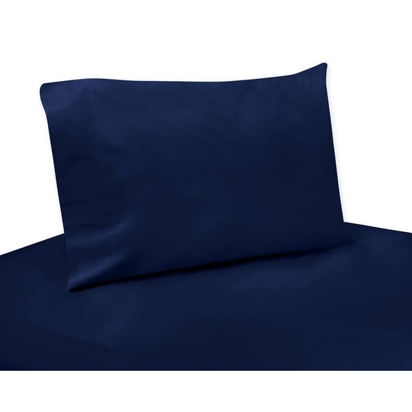Sweet Jojo Designs Blue and Grey Striped Collection Solid Navy Blue 4-piece Sheet Set