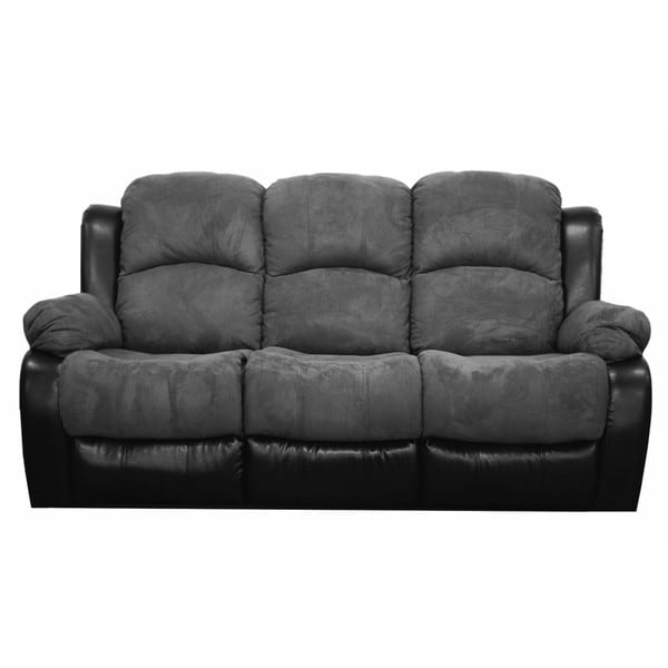 Traditional Brush Microfiber Reclining Sofa in Grey