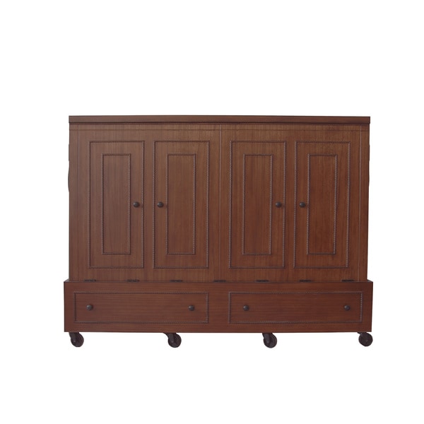 Queen Size Mobile Murphy Bed in Mahogany Finish