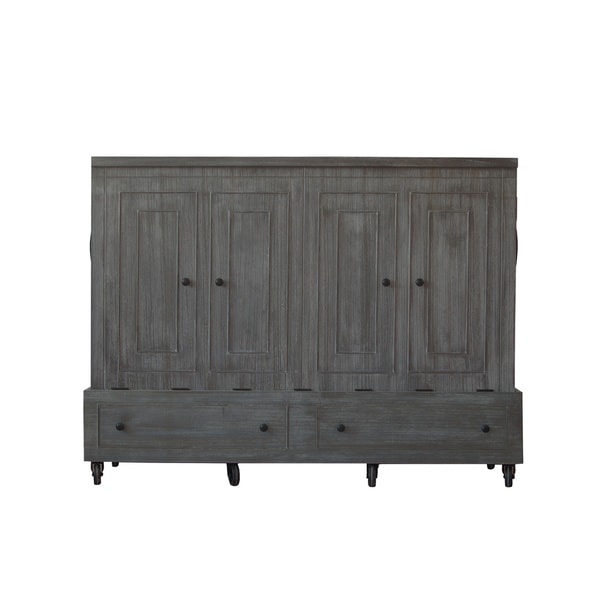 Queen Size Mobile Murphy Bed in Grey/White Finish