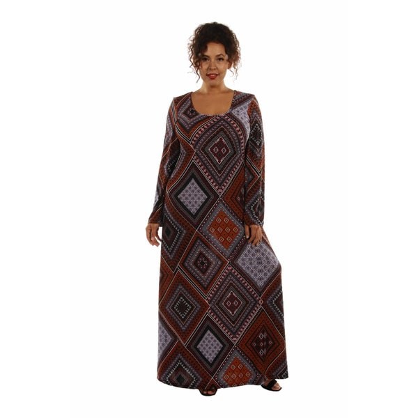 Queen Bee Patterned Plus Size Maxi Dress