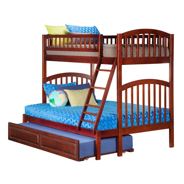 Atlantic Richland Walnut Rubberwood Twin-over-full Bunk Bed With Raised Panel Trundle Bed