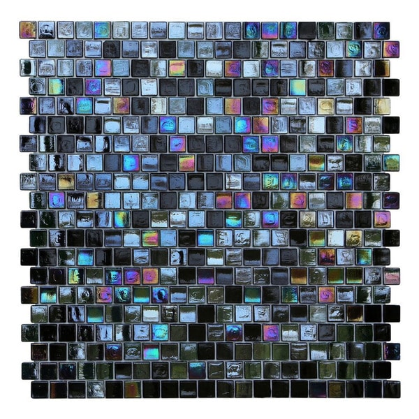Opal Black Glass Mosaic Wall Tiles (Pack of 10)
