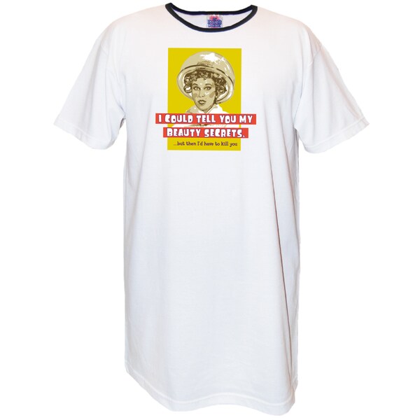 Women's 'I Could Tell You My Beauty Secrets...but then I'd have to kill you' White Cotton Nightshirt