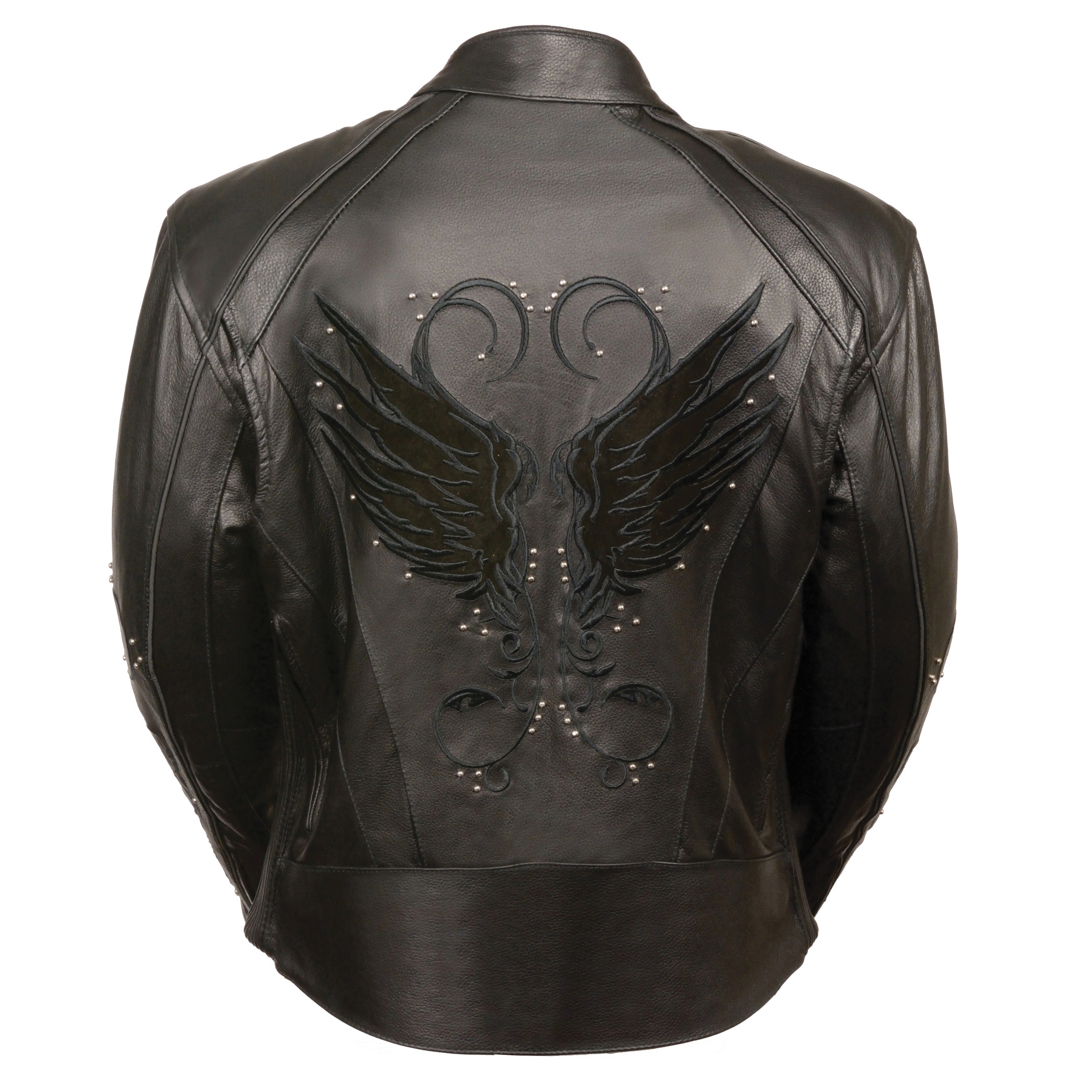 Details about  / Women/'s Leather Motorcycle Stud and Wings Jacket