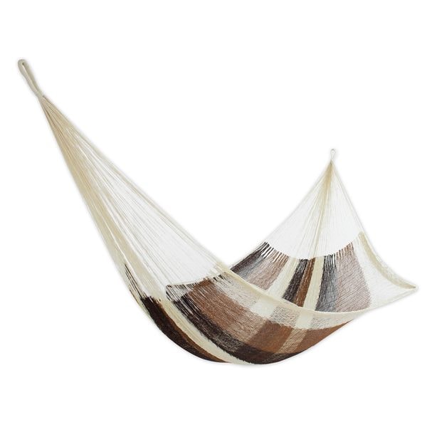 Rope Hammock, 'Coffee and Chocolate' (single) (Mexico)