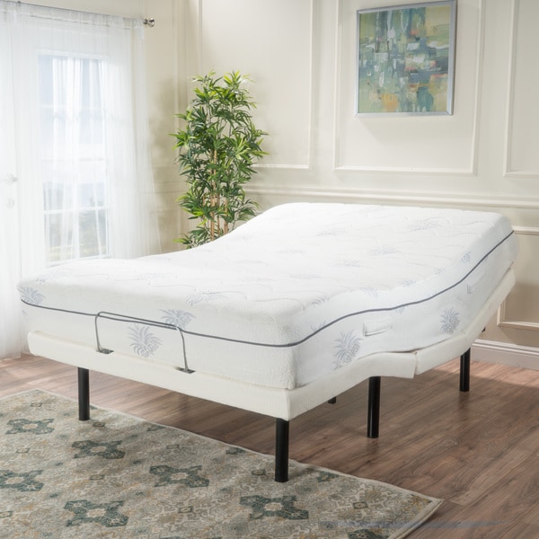 Kirke Queen Size Aloe Gel Memory Foam Adjustable Mattress Set by Christopher Knight Home