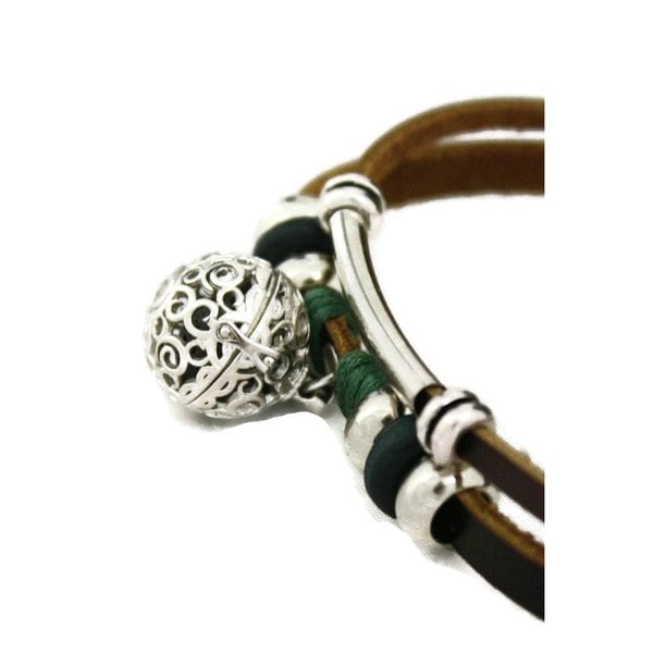Tidal Brown Leather and Silver Essential Oil Diffuser Bracelet Tidal Brown Leather and Silver Essential Oil Diffuser Bracelet