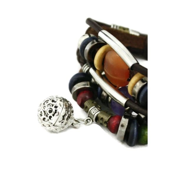 Jazzy Brown Leather 5-strand Beaded Essential Oil Diffuser Bracelet Jazzy Brown Leather 5-strand Beaded Essential Oil Diffuser Bracelet