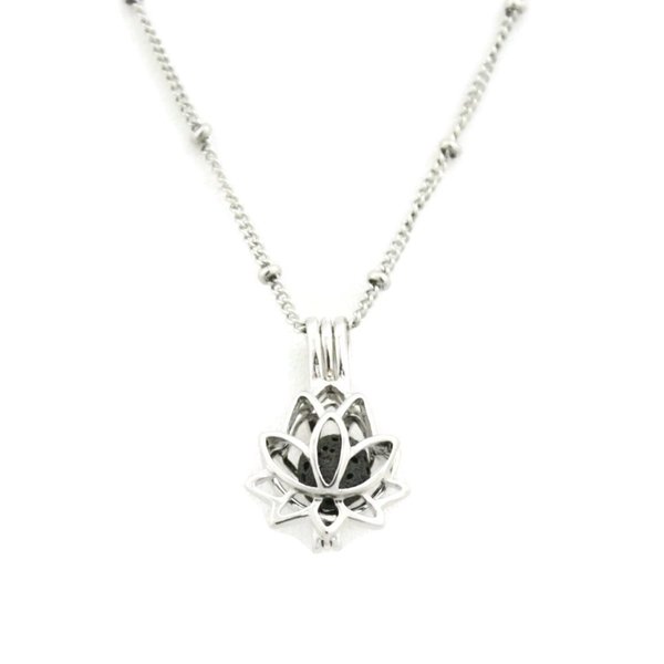 Glory 316L Stainless Steel Silver Lotus Flower Essential Oil Diffuser 18-inch Necklace Glory 316L Stainless Steel Silver Lotus Flower Essential Oil Diffuser 18-inch Necklace