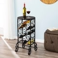 Glass-topped Black Iron Scrollwork Wine Table