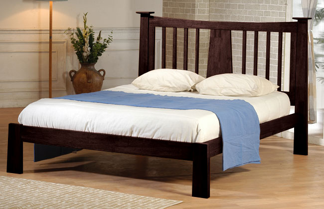 Solid Wood Queen Bed Set Frame Brown Contemporary Bedroom Furniture 