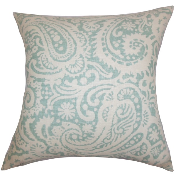 Nellary Paisley 22-inch Down Feather Throw Pillow Aqua Nellary Paisley 22-inch Down Feather Throw Pillow Aqua