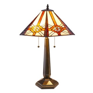 Tiffany-style 2-light Hex Mission Table Lamp