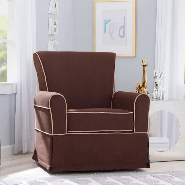 Delta Children Benbridge Nursery Glider Swivel Rocker Chair, Cocoa with Beige Welt