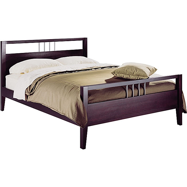 Chrome Accented Fullsize Platform Bed  1136257  Overstock.com 