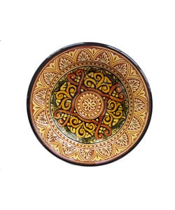 Compare Price Engraved Marigold Ceramic Plate (Morocco)