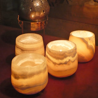 Special Offers Set of 4 Polished Alabaster Candle Holders (Egypt)