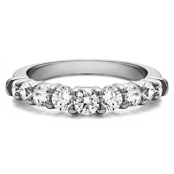 14k Gold Delicate Classic Curved Shadow Band mounted with Cubic Zirconia (0.33 Cts. twt) 14k Gold Delicate Classic Curved Shadow Band mounted with Cubic Zirconia (0.33 Cts. twt)