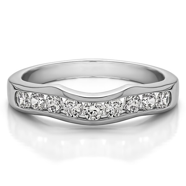 10k gold classic contour style wedding band mounted with forever brilliant moissanite 0.46 cts. twt c37b116d 24c2 4df7 991f 8be252b735b1 600