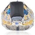 Michael Valitutti 18k Vermeil/ Palladium/ Silver Onyx Ring