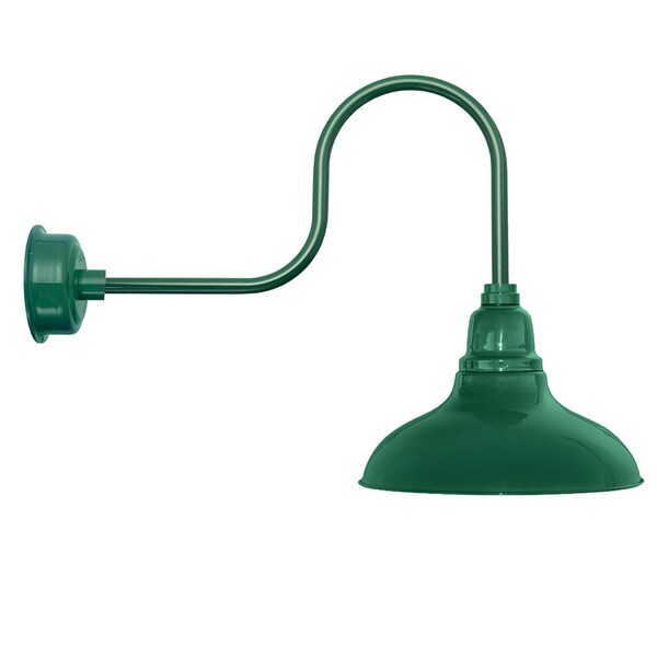 12" Dahlia LED Barn Light with Industrial Arm in Vintage Green 12" Dahlia LED Barn Light with Industrial Arm in Vintage Green