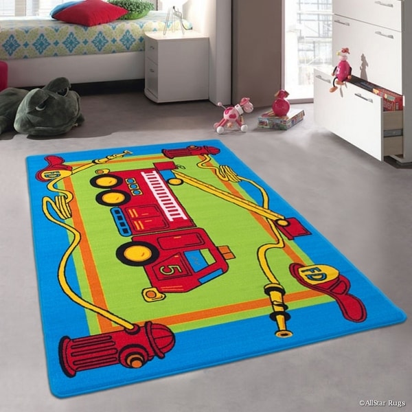 Allstar Kids Fire Truck And Rug (4' 11" X 6' 11")