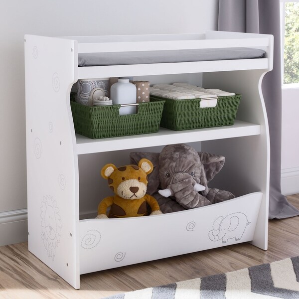 Delta Children ModBaby Changing Storage Unit, Bianca White with Animal Motif