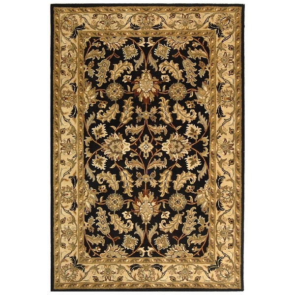 Safavieh Handmade Heritage Kashan Black/ Beige Wool Rug (6 x 9)