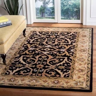 Handmade Sultanabad Charcoal Grey/ Ivory Wool Rug (5' x 8')