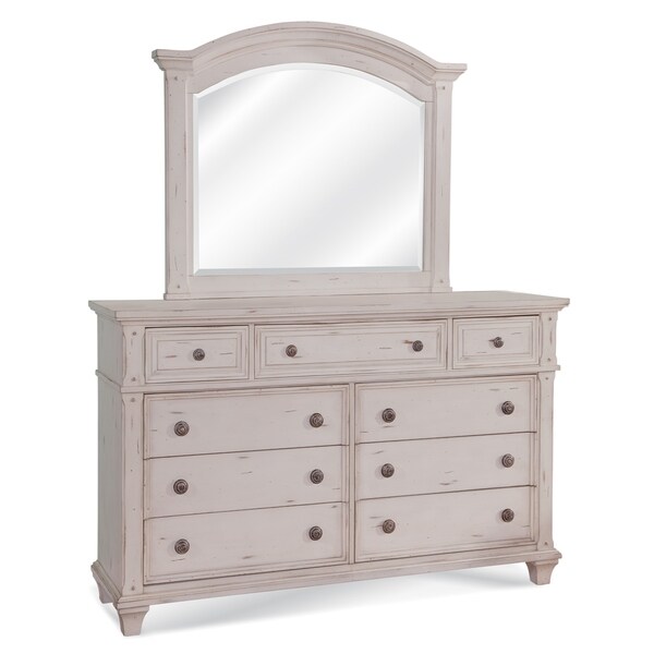 Greyson Living Harbor Point Antique Cobblestone White 9-drawer Vintage-inspired Dresser and Optional Mirror