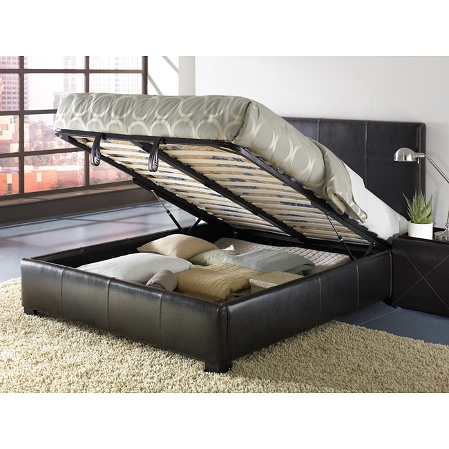 Leather Lift Storage Bed Queen Size
