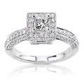 14k Gold 1ct TDW Diamond Princess Halo Engagement Ring