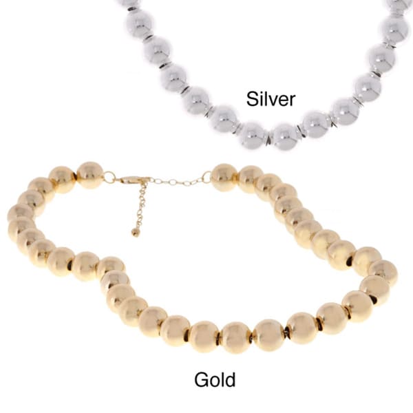 Mondevio Sterling Silver/18k Gold 12mm Round Bead Necklace ...